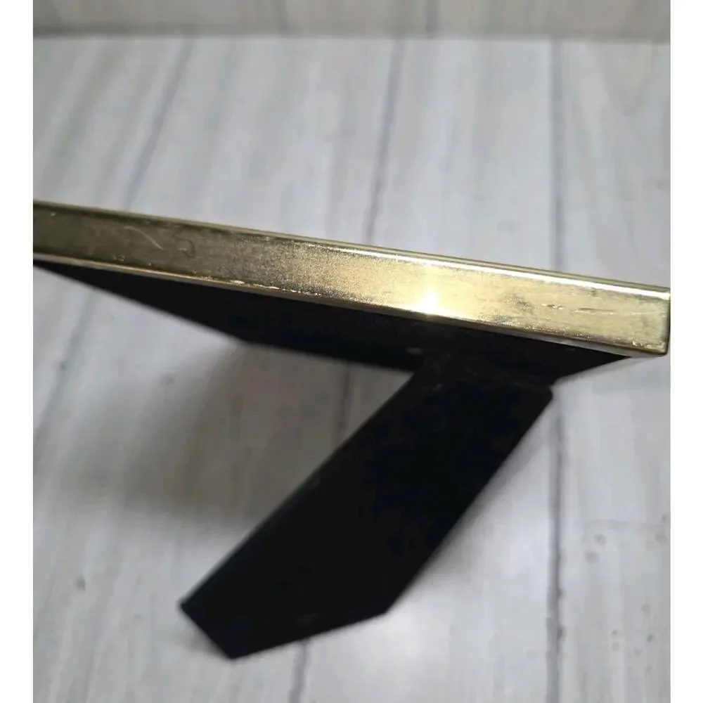 Vintage Etched Brass 5 X 7” Photo Picture Frame Gold Tone Metal MCM Easel Velvet